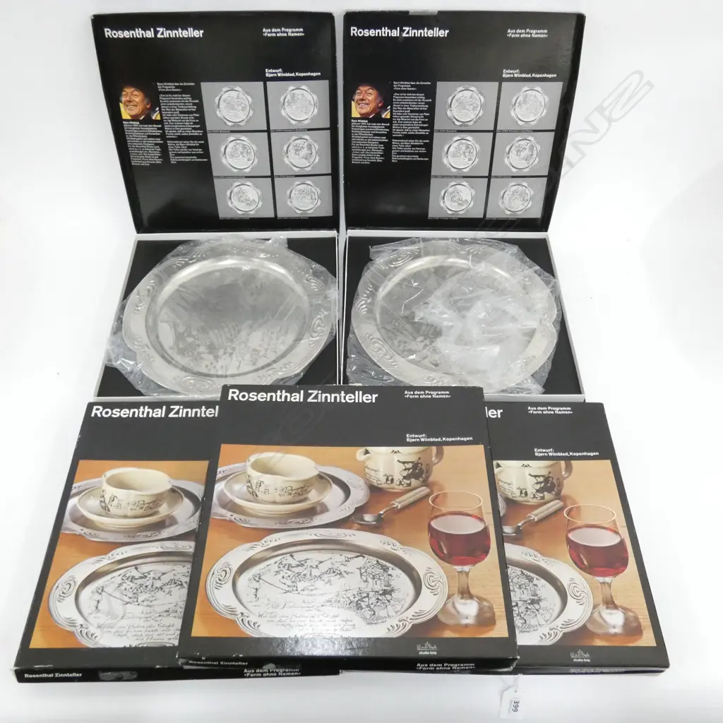 5 ROSENTHAL STUDIO LINE TIN PLATE TRAYS - IN ORIGINAL BOXES  DIA 285MM Image 1++