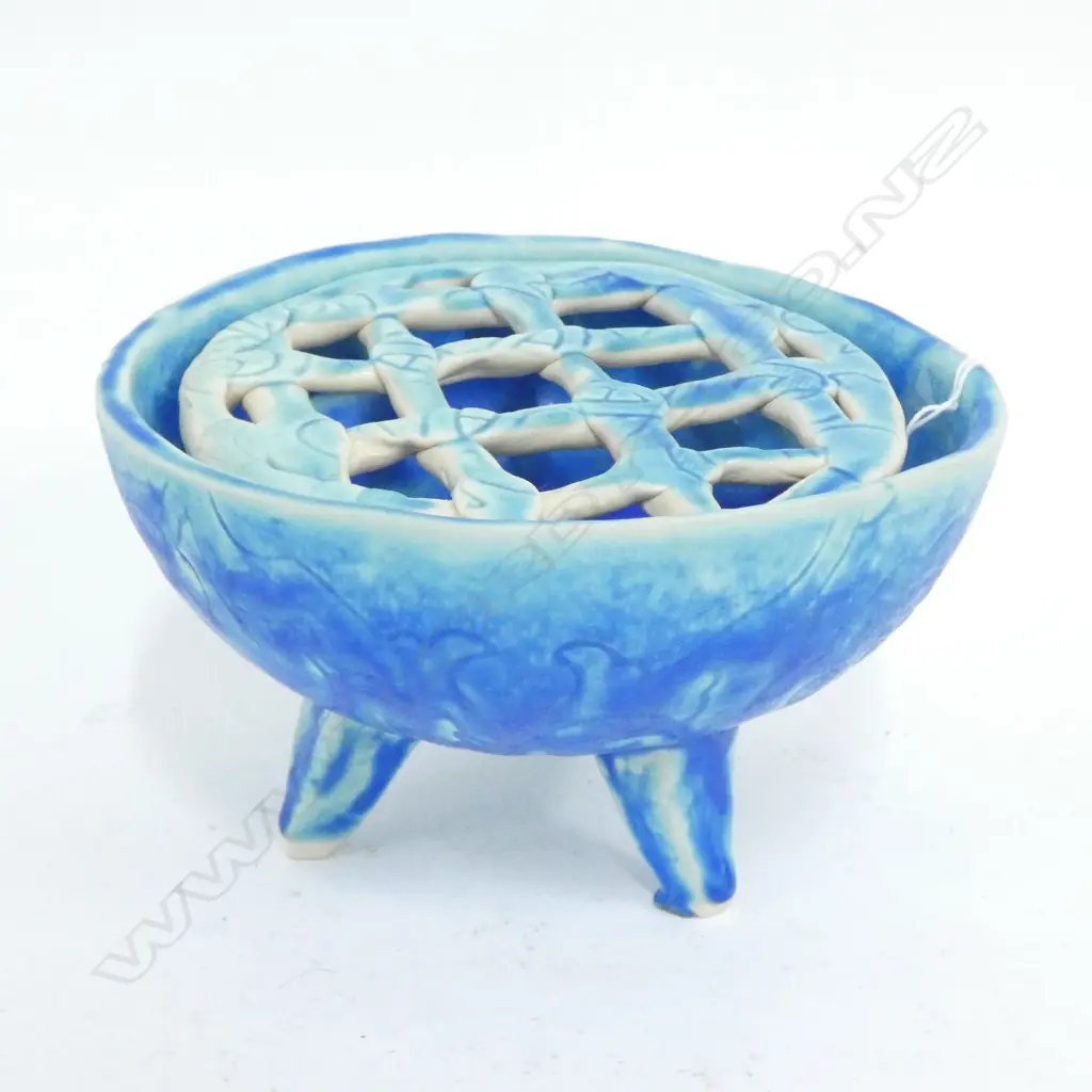 CHERYL WRIGHT IKEBANA VASE w. FROG 180mm dia Image 1++