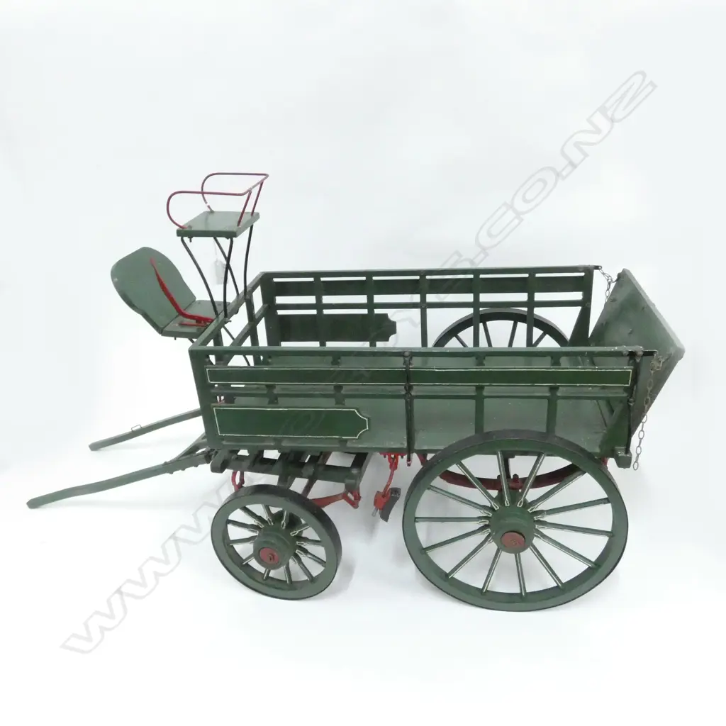 FINE HAND MADE MODEL GREEN BARREL WAGON L.870mm O.A Image 1++