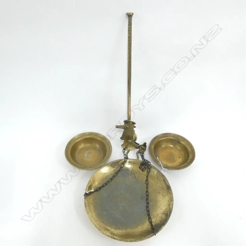 SET OLD BRASS HANGING SCALES DIA. 250MM Image 1++