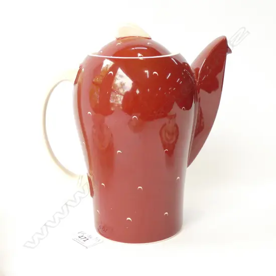 C.1938 SUZY COOPER COFFEE POT, KESTREL SHAPE, CRESCENT PATTERN H. 190mm