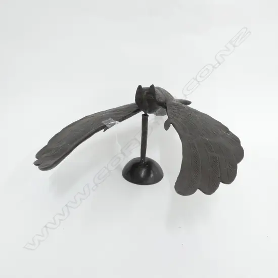 BALANCING BRONZE FLYING OWL ON STAND W.405mm L.450mm