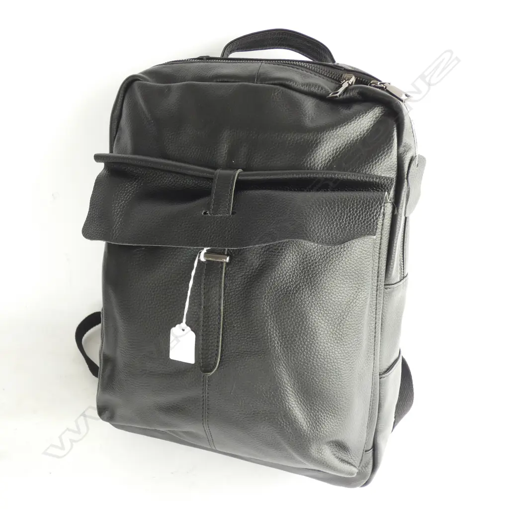 BLACK COWHIDE LEATHER BAG CROC DETAIL H.420mm Image 1++