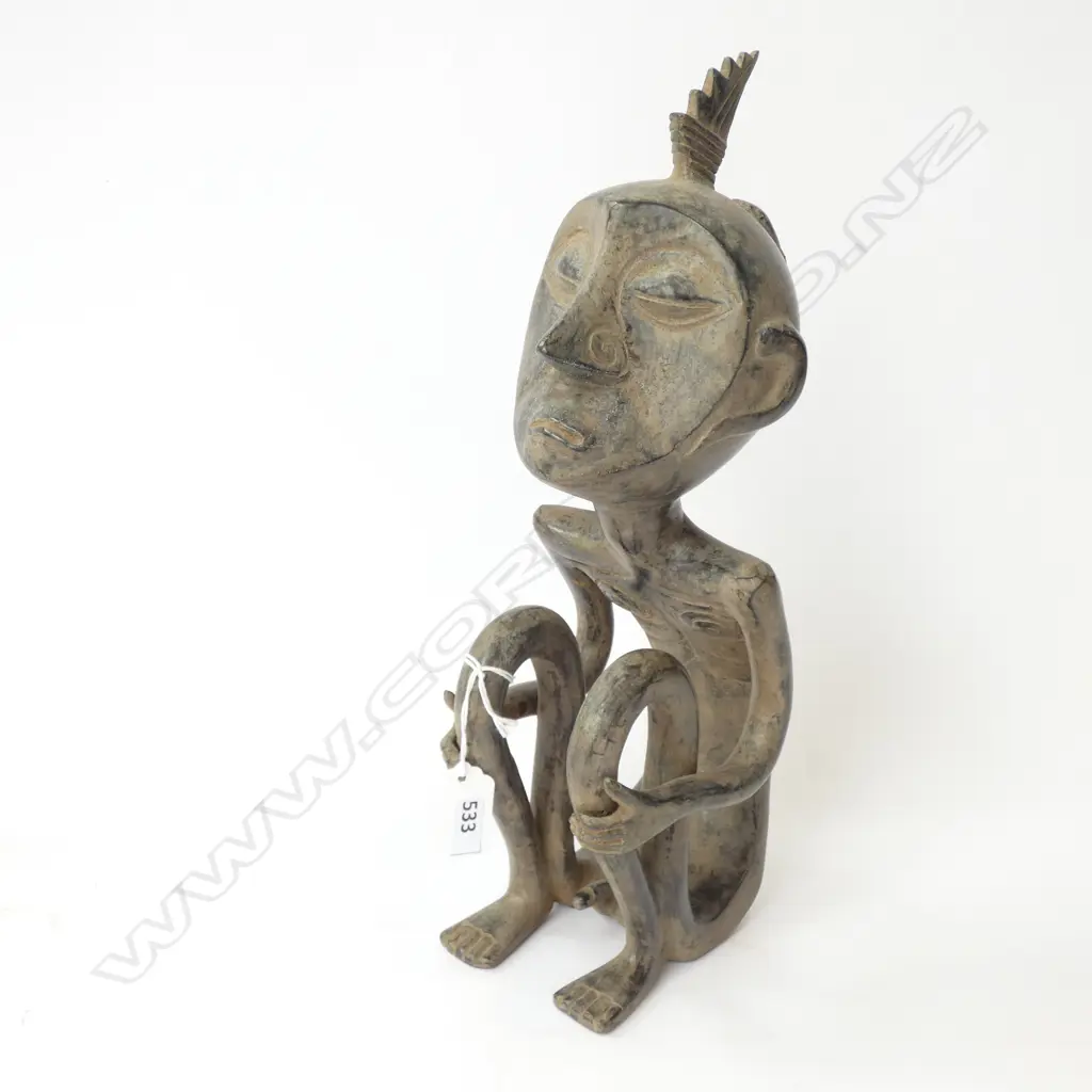 BRONZE SEATED TRIBAL FIGURE H.320mm Image 1++