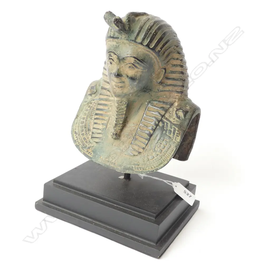 BRONZE EGYPTIAN PHAROAH BUST ON STAND H.250mm Image 1++