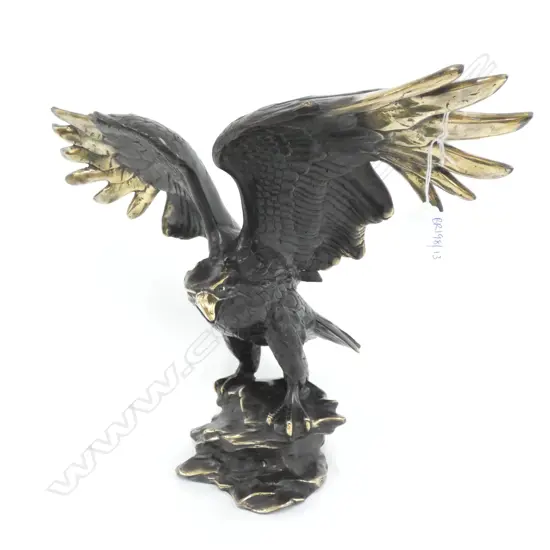BRONZE EAGLE ALIGHTING ON STAND W.430mm H.320mm