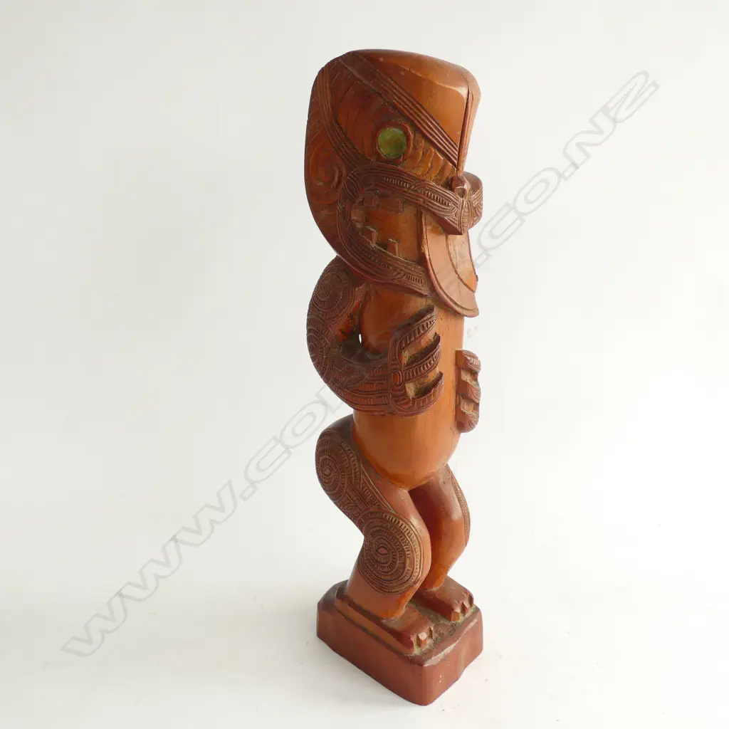 CARVED WOODEN MAORI POUTOKOMANAWA H.415mm Image 1++