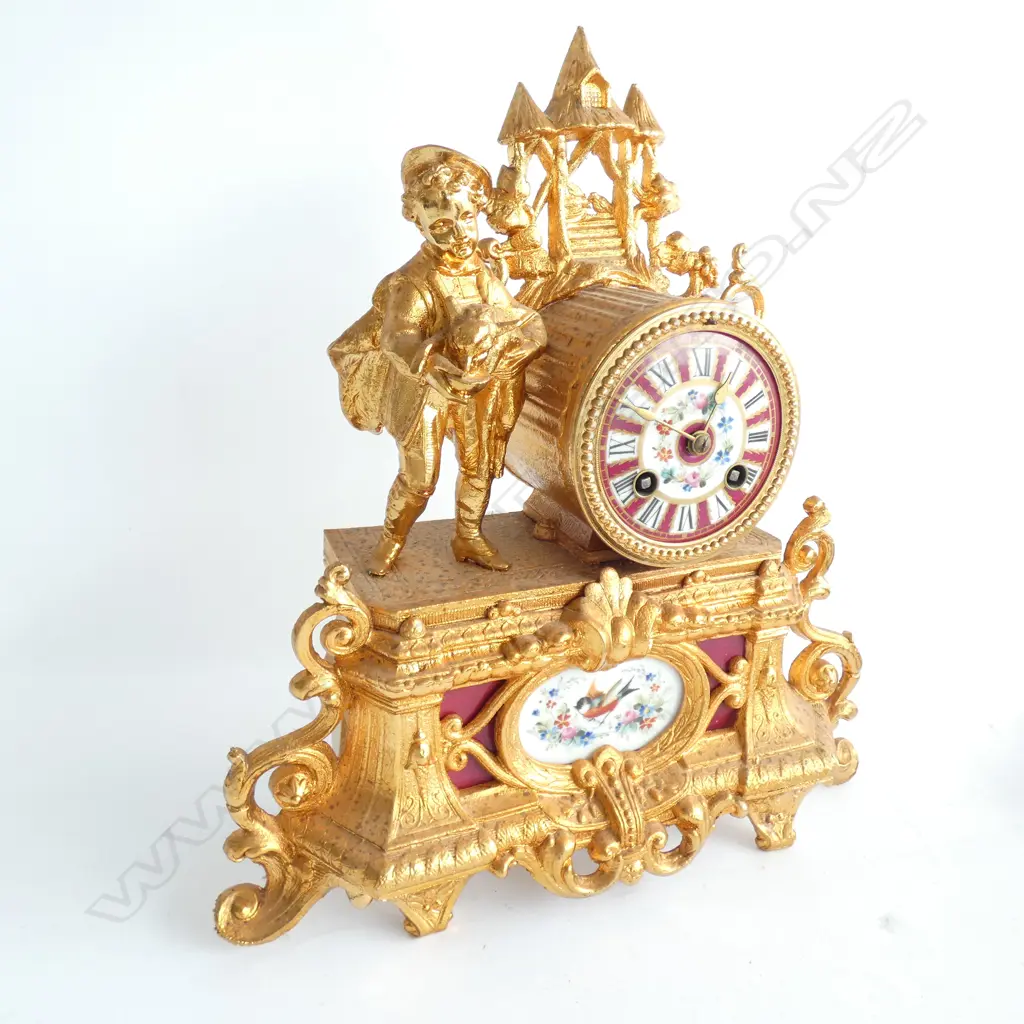 FRENCH 19TH GILT MANTLE CLOCK Image 1++
