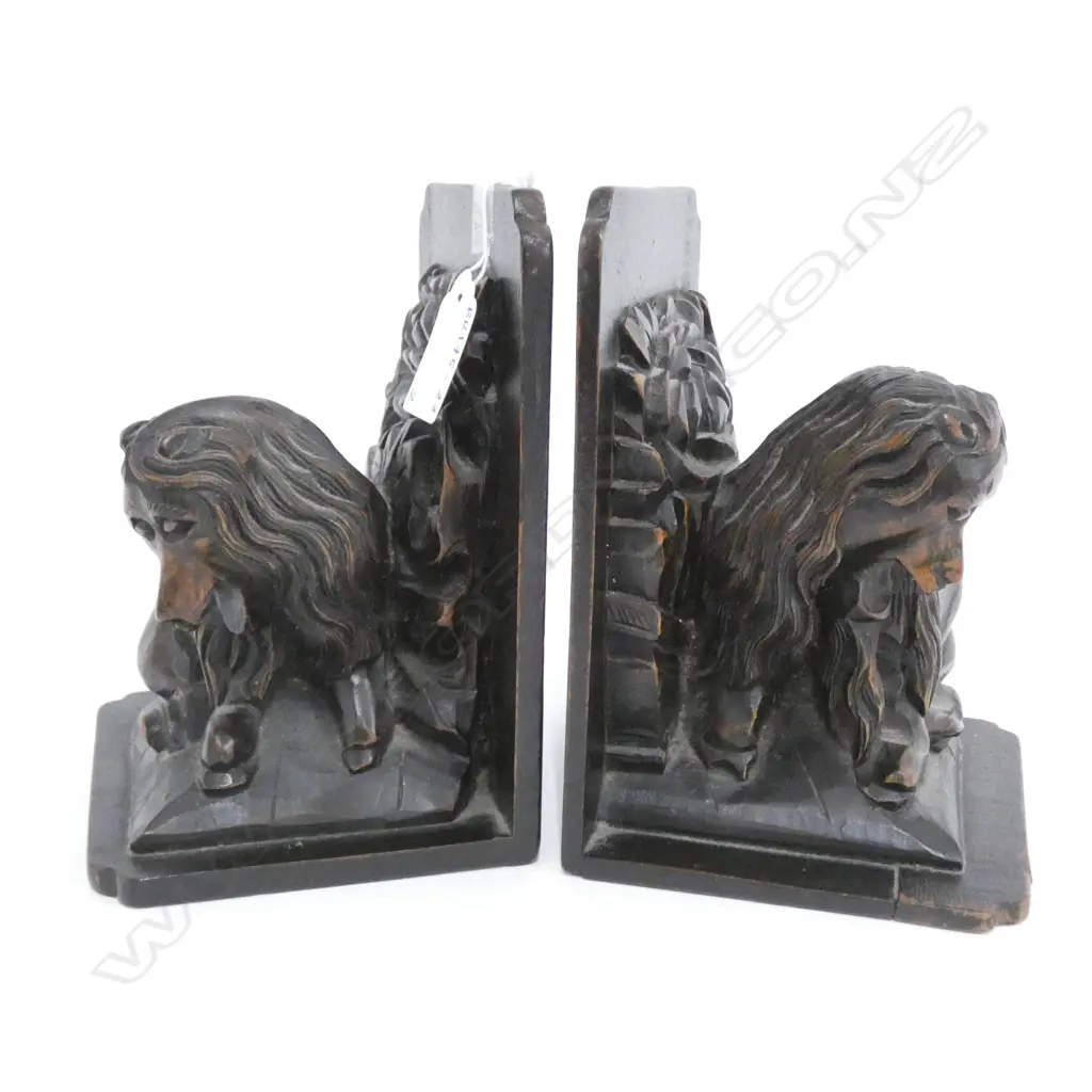 PAIR OF OLD EBONISED BLACK FOREST STYLE BOOKENDS Image 1++