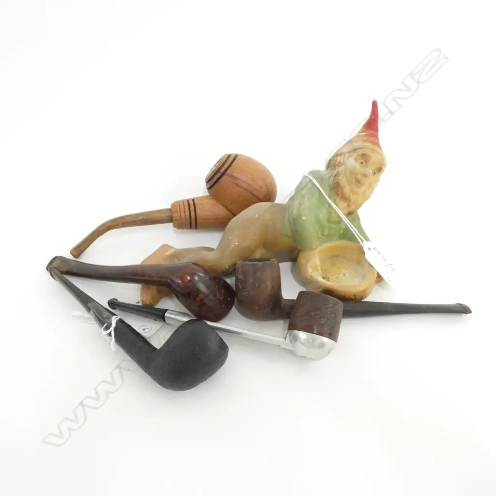 ENGLISH GNOME CIGAR STAND + 3 PIPES Image 1++