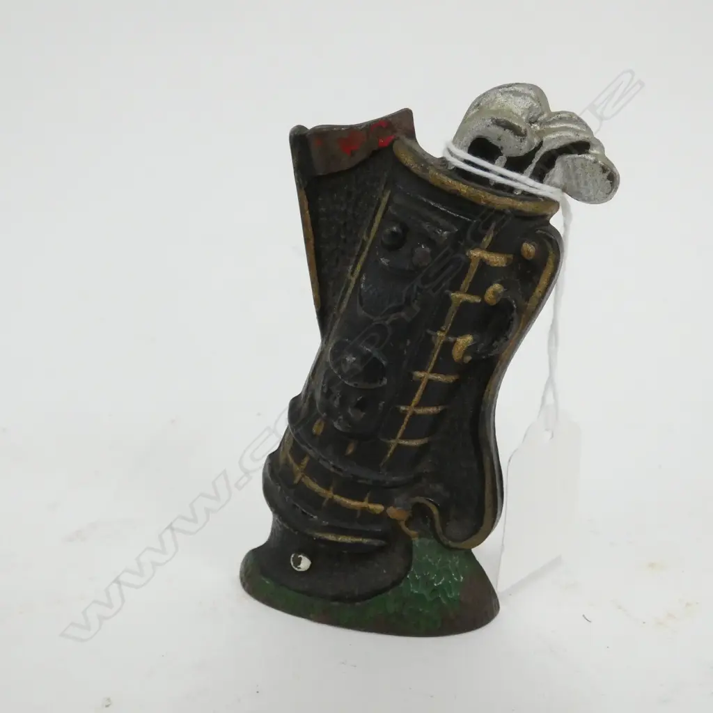 SMALL VINTAGE CAST IRON GOLF BAG PEN HOLDER ?  Image 1++