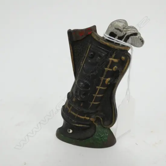 SMALL VINTAGE CAST IRON GOLF BAG PEN HOLDER ? 