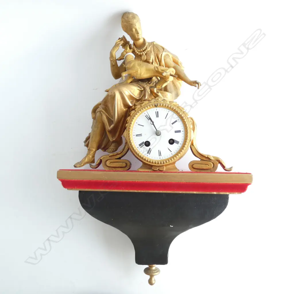 ANTIQUE CLOCK LADY & GREYHOUND Image 1++