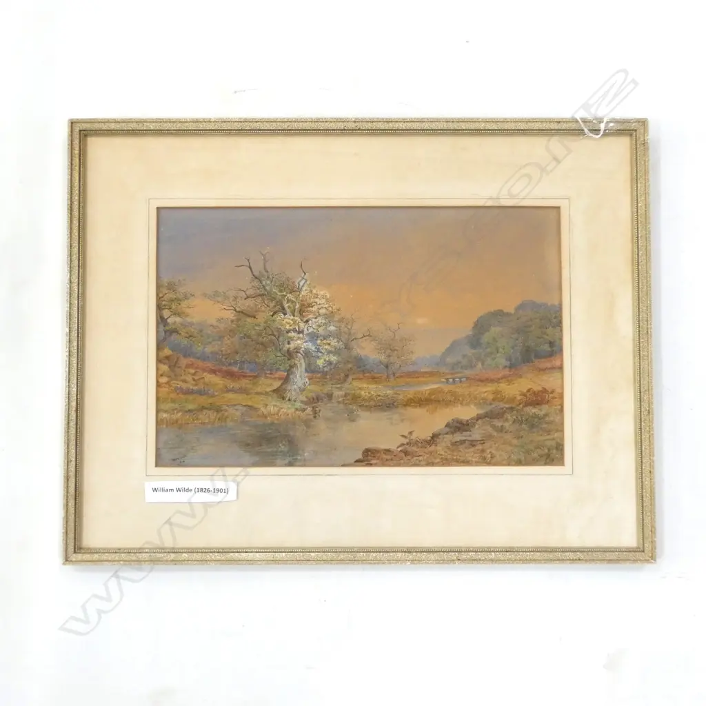 WILLIAM WILDE (1826 - 1901) LANDSCAPE W/C 210x330mm Image 1++