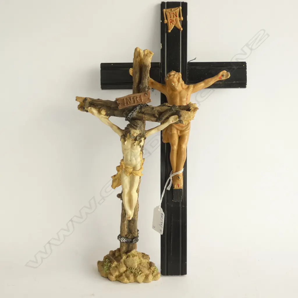 2 CRUCIFIXES; WALL & STANDING (RESIN) H.295mm Image 1++