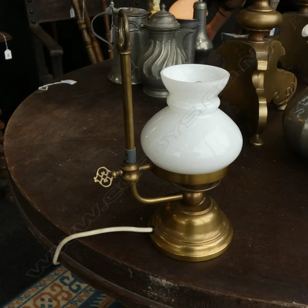 PR SM BRASS & GLASS TABLE LAMPS (BOTH DIFFERENT GLASS SHADES) H. 300MM Image 1++