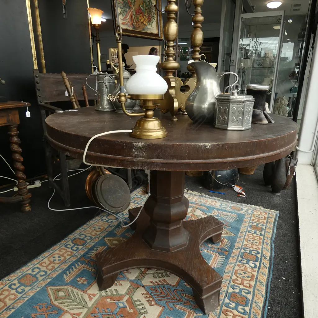 ANTIQUE PEDESTAL DINING TABLE D. 1010 MM Image 1++