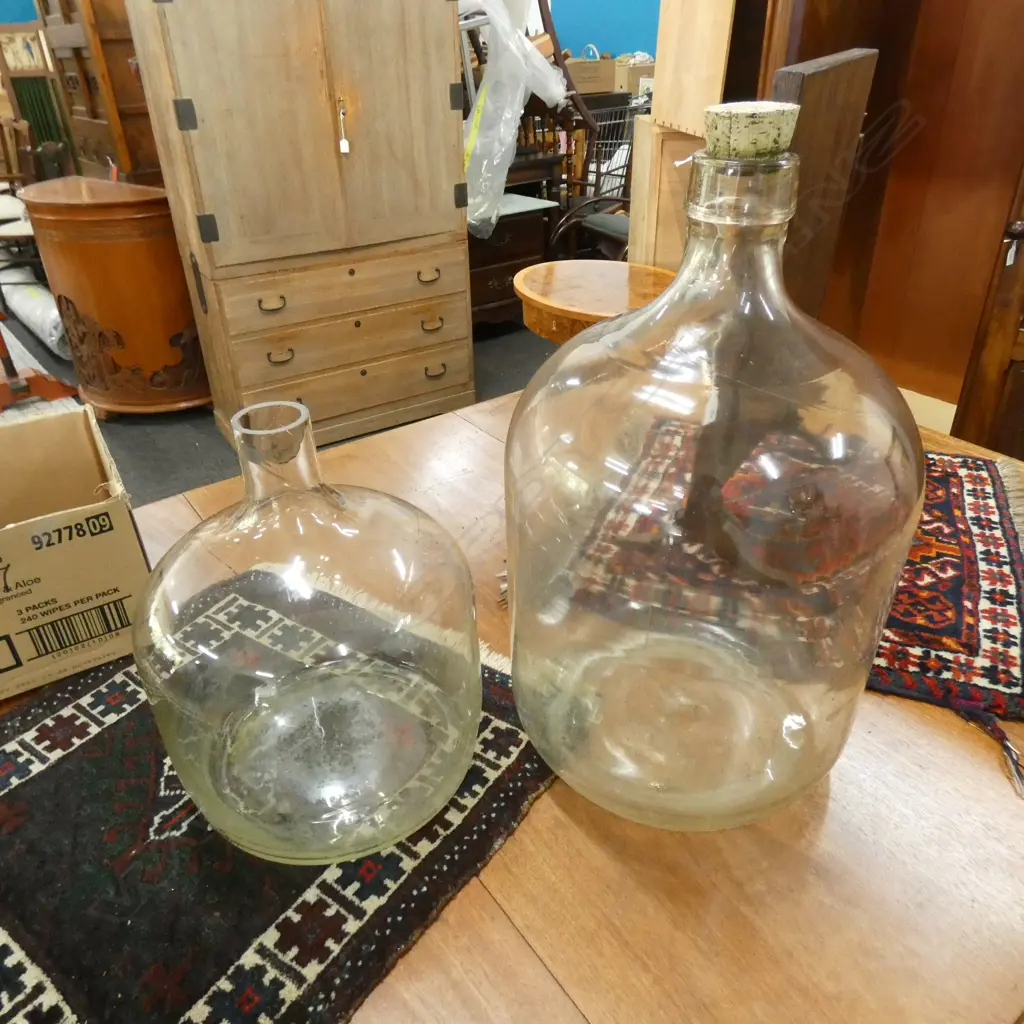 2 LARGE GLASS BOTTLE VASES H.550mm Image 1++