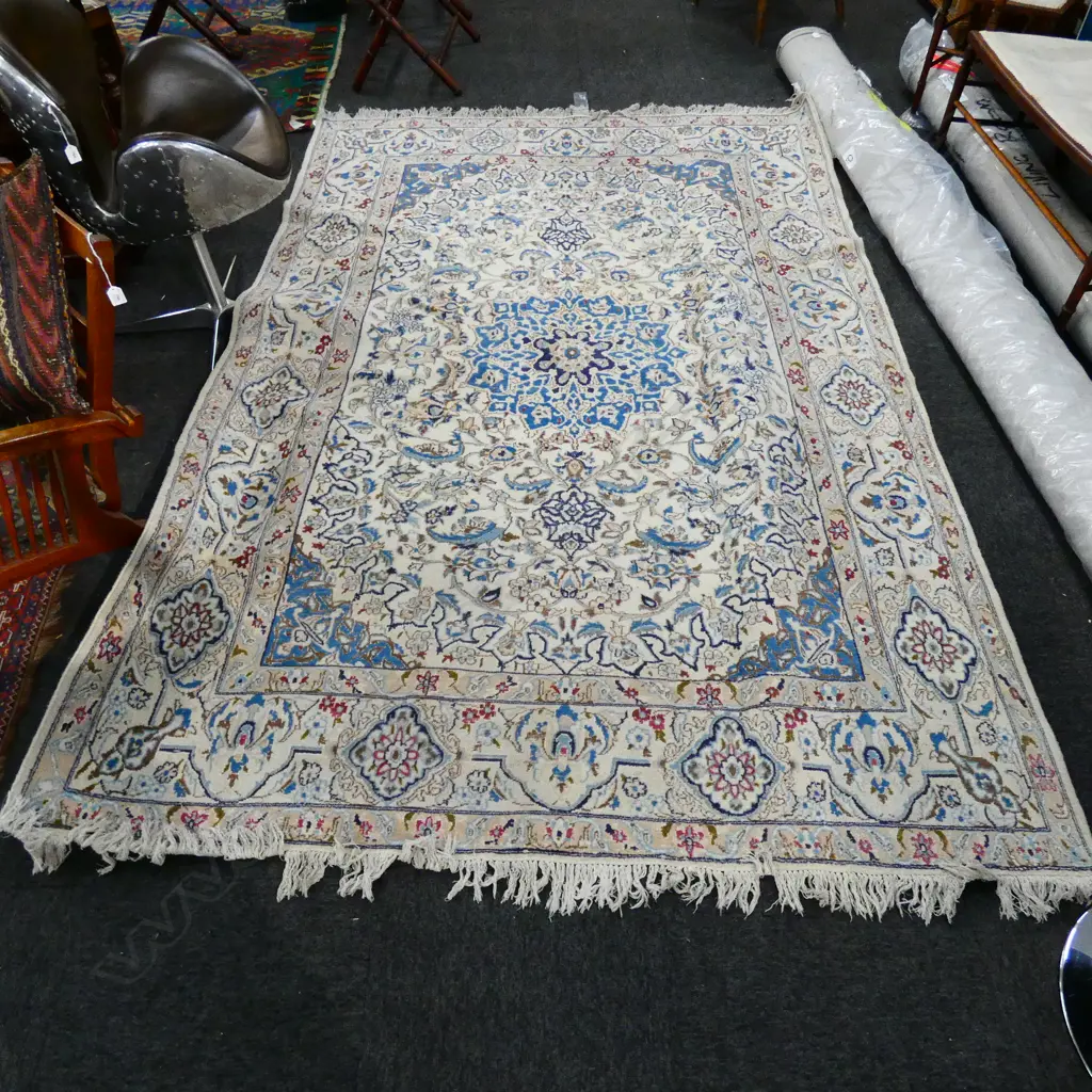 HAND KNOTTED WOOL PILE PERSIAN NAIN RUG 2870x1930mm Image 1++