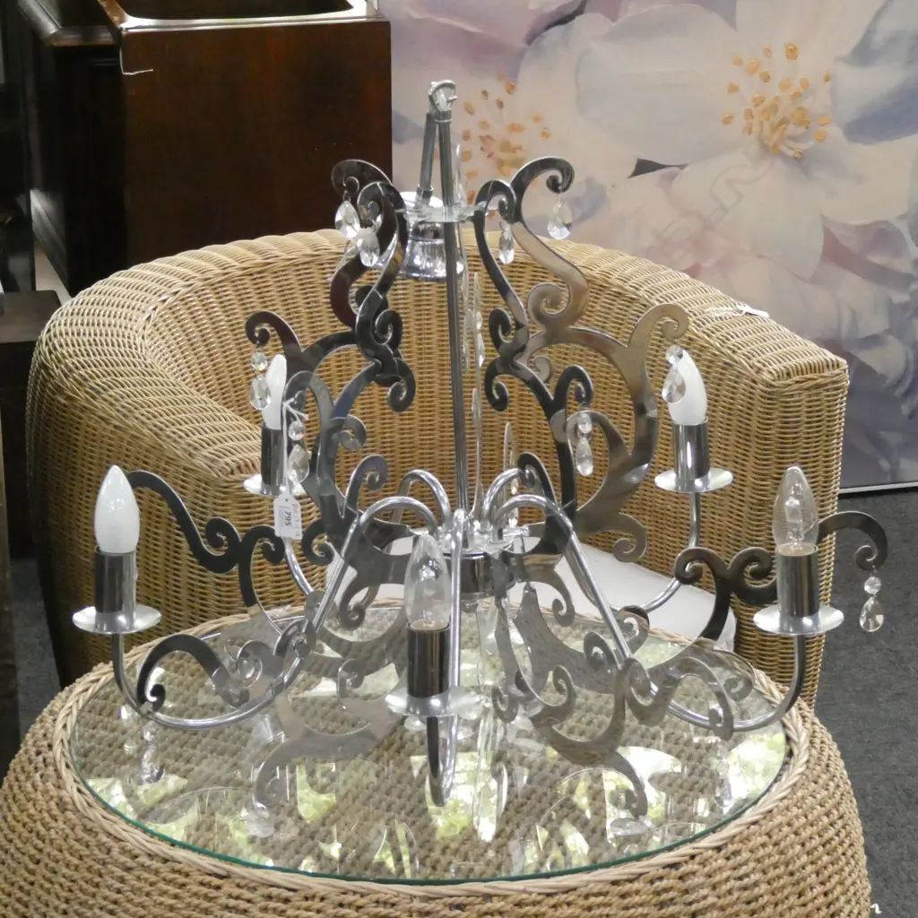 5 LIGHT CHROME CHANDELIER 680mm dia Image 1++