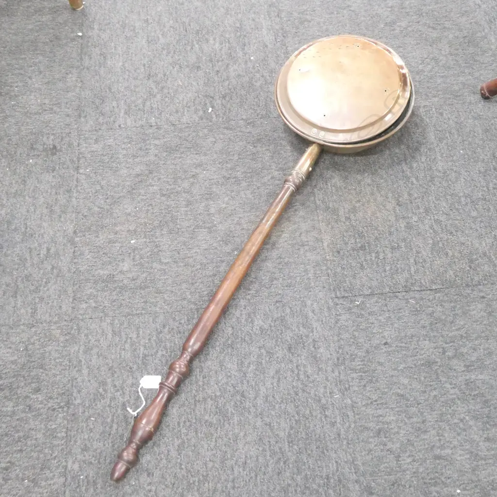 ANTIQUE COPPER BED WARMER PAN L.1100mm Image 1++