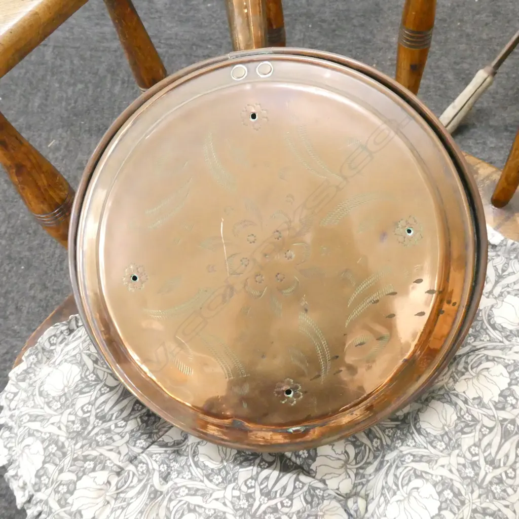 ANTIQUE COPPER BED WARMER PAN L.1100mm Image 1++