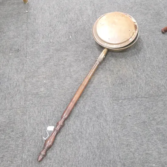 ANTIQUE COPPER BED WARMER PAN L.1100mm