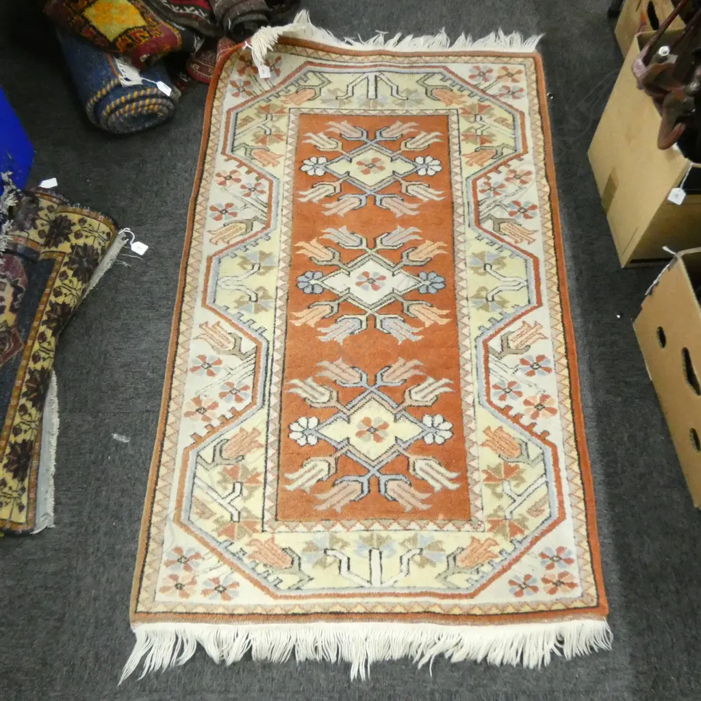 HAND KNOTTED ALL WOOL MILAS TURKEY CEYREK RUG 1350x825mm Image 1++