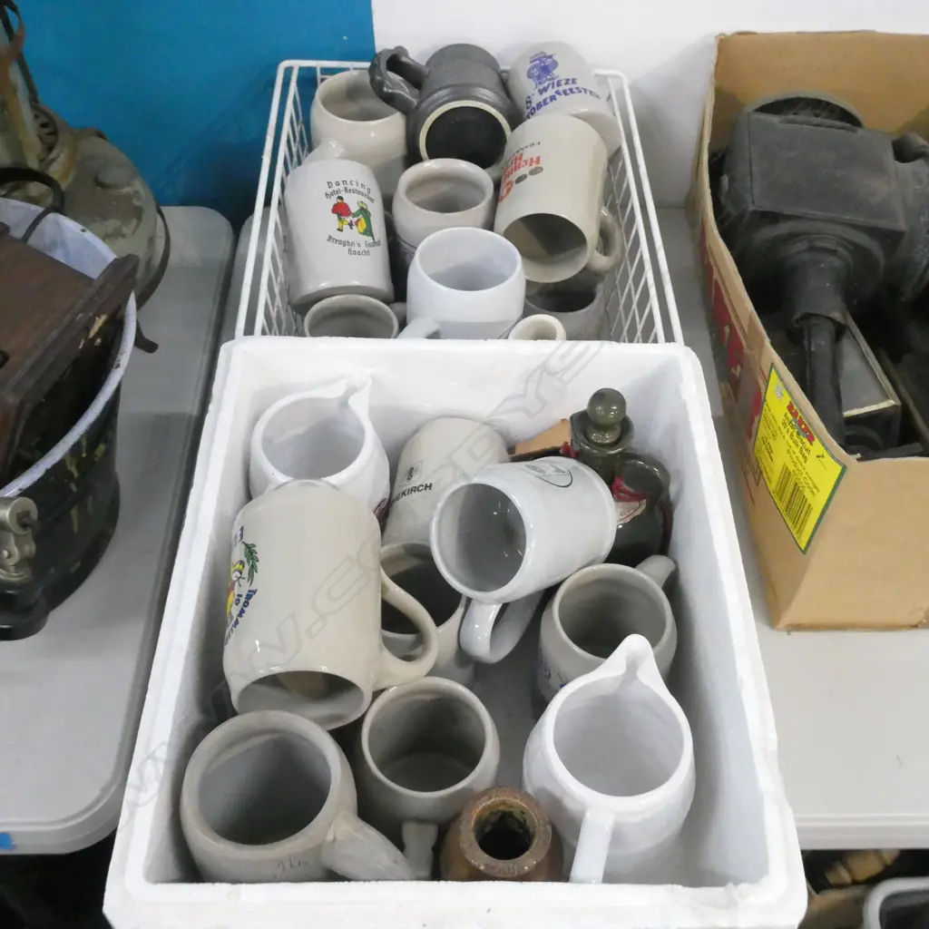 2 BOXES ASST BEER TANKARDS ETC Image 1++