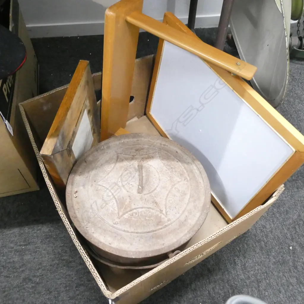 BOX  LOT MIRROR, PRINT, LGE IRON POT Image 1++