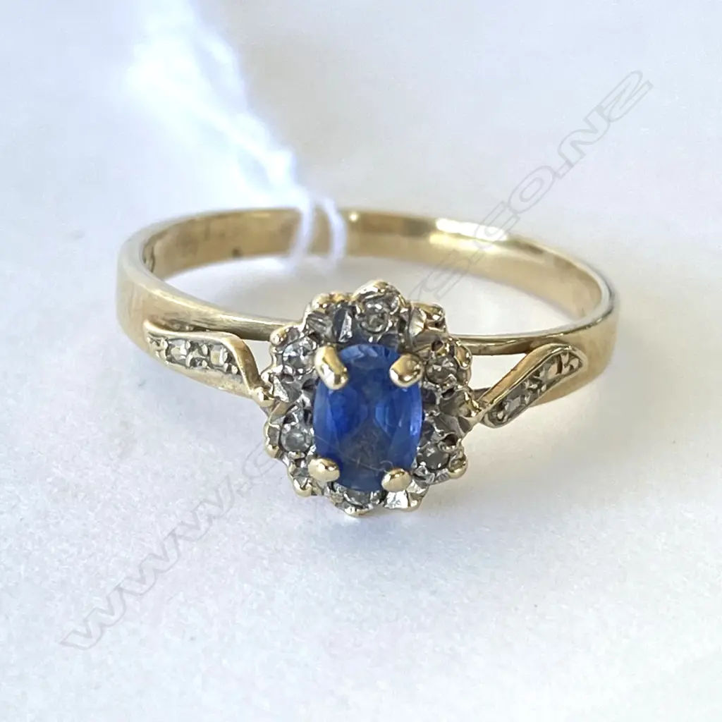 9CT CEYLONESE SAPPHIRE+ DIAMOND? DRESS RING Image 1++