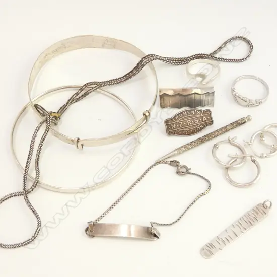 ASST LOT OF STG SILVER/ BANGLE ETC
