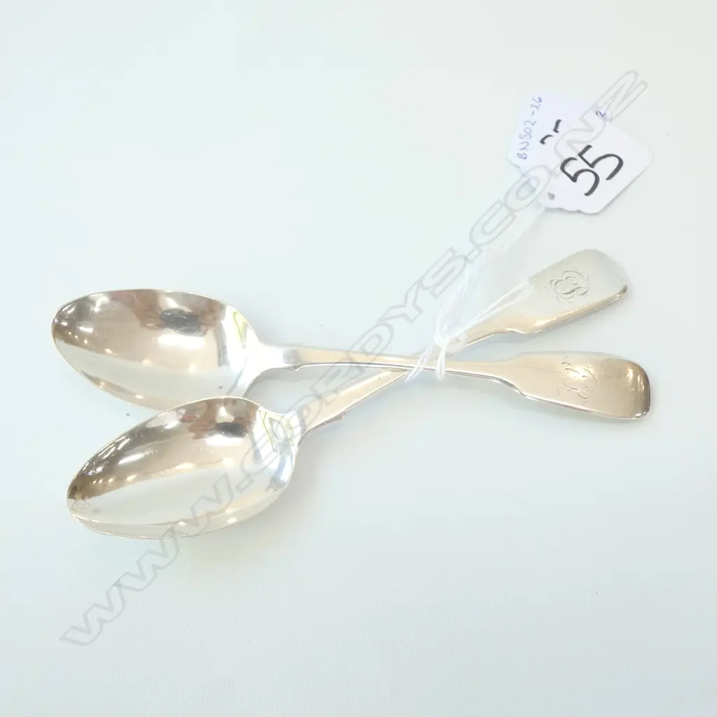 TWO SILVER TEASPOONS 32.8 GMS, 1 EXETER 1839 ROBERT WILLIAMS, 1 LONDON 1840 JOHN & HENRY LIAS Image 1++