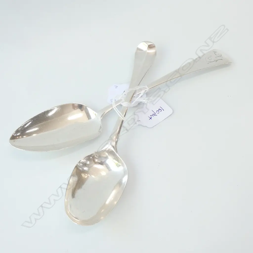 TWO SILVER SPOONS, LONDON 1806 J LIAS + LONDON 1734 S WILFORD 113 GRAMS Image 1++