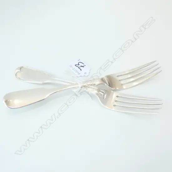 TWO SILVER FORKS, LONDON 1829 W. CHAWNER + LONDON 1838 W. EATEN 1744 GRAMS