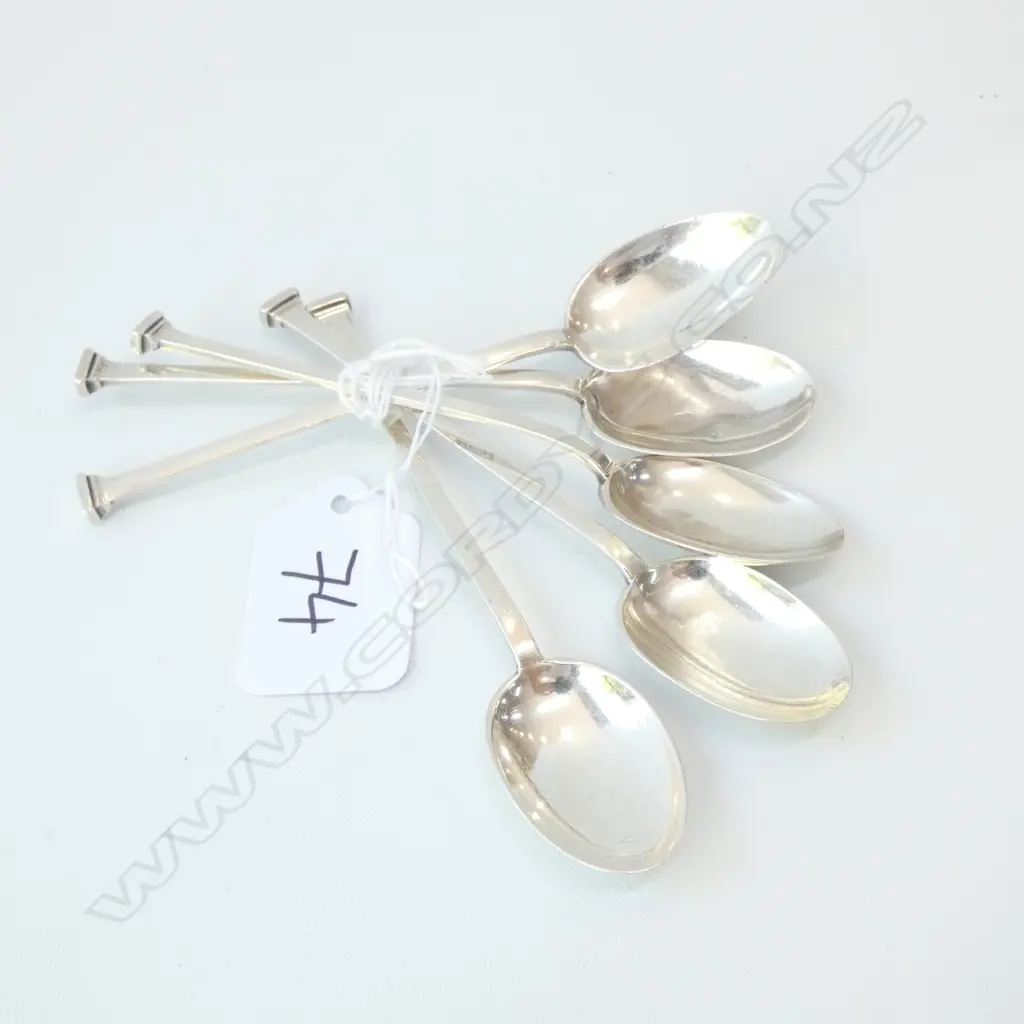 FIVE SILVER COFFEE SPOONS, SHEFFIELD 1918, MAPPIN & WEBB 51 GRAMS Image 1++