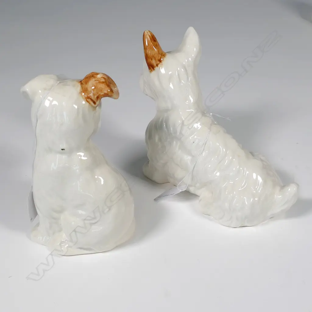 TWO BESWICK SEATED TERRIERS, PUPPY H.165MM, WHEATON TERRIER H165MM Image 1++