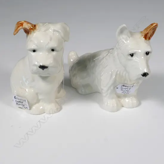 TWO BESWICK SEATED TERRIERS, PUPPY H.165MM, WHEATON TERRIER H165MM