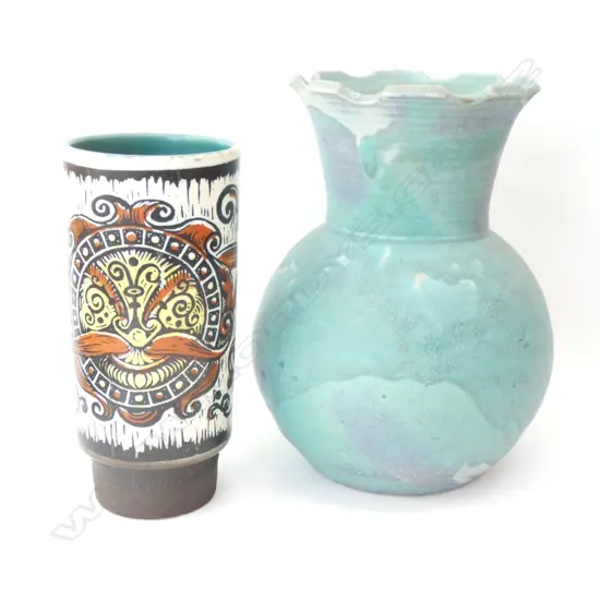 2 CERAMIC VASES; GERMAN AF AND OTHER 230MM H