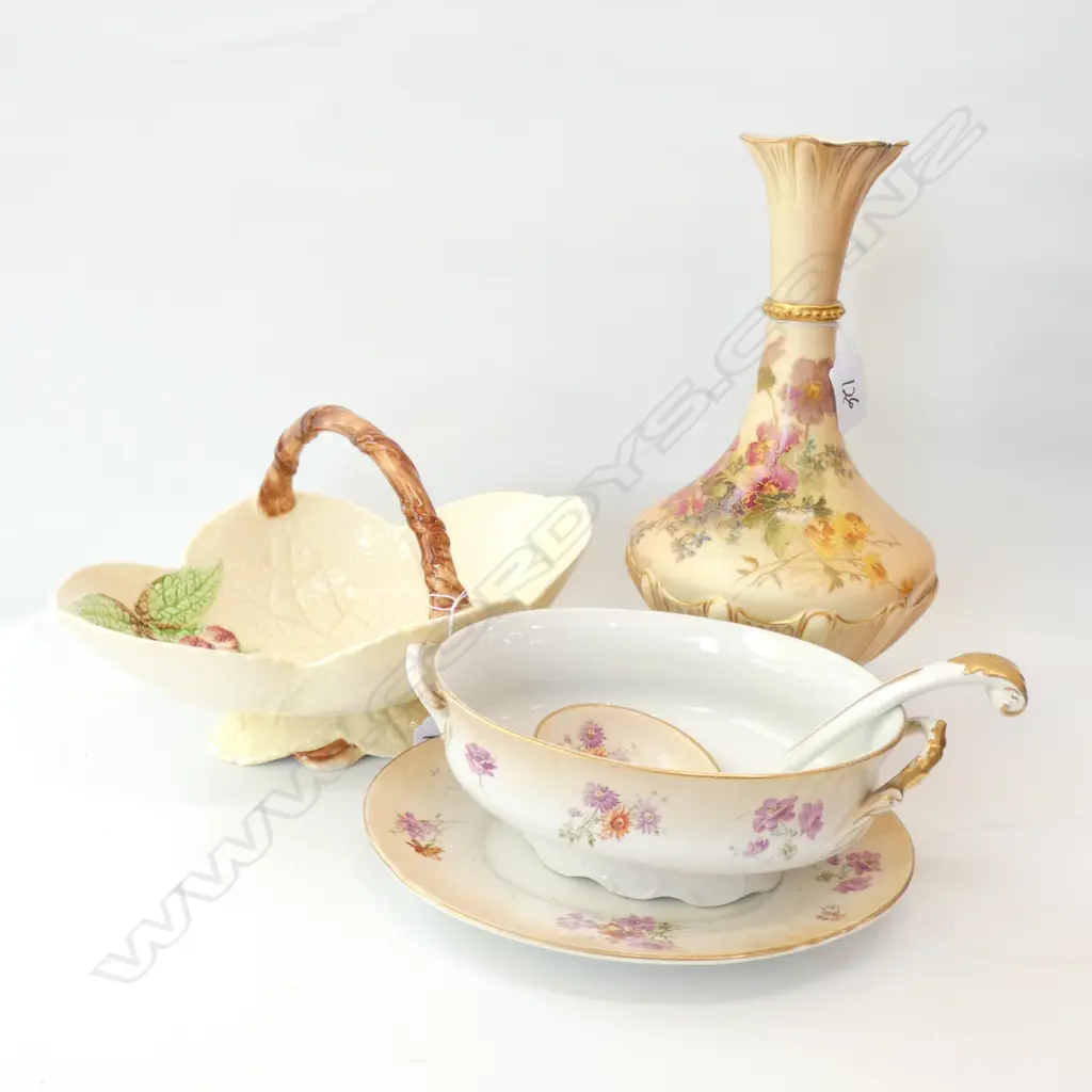 CARLTONWARE BOWL, ROYAL DOULTON TUREEN NO LID, ROYAL WORCESTER VASE Image 1++