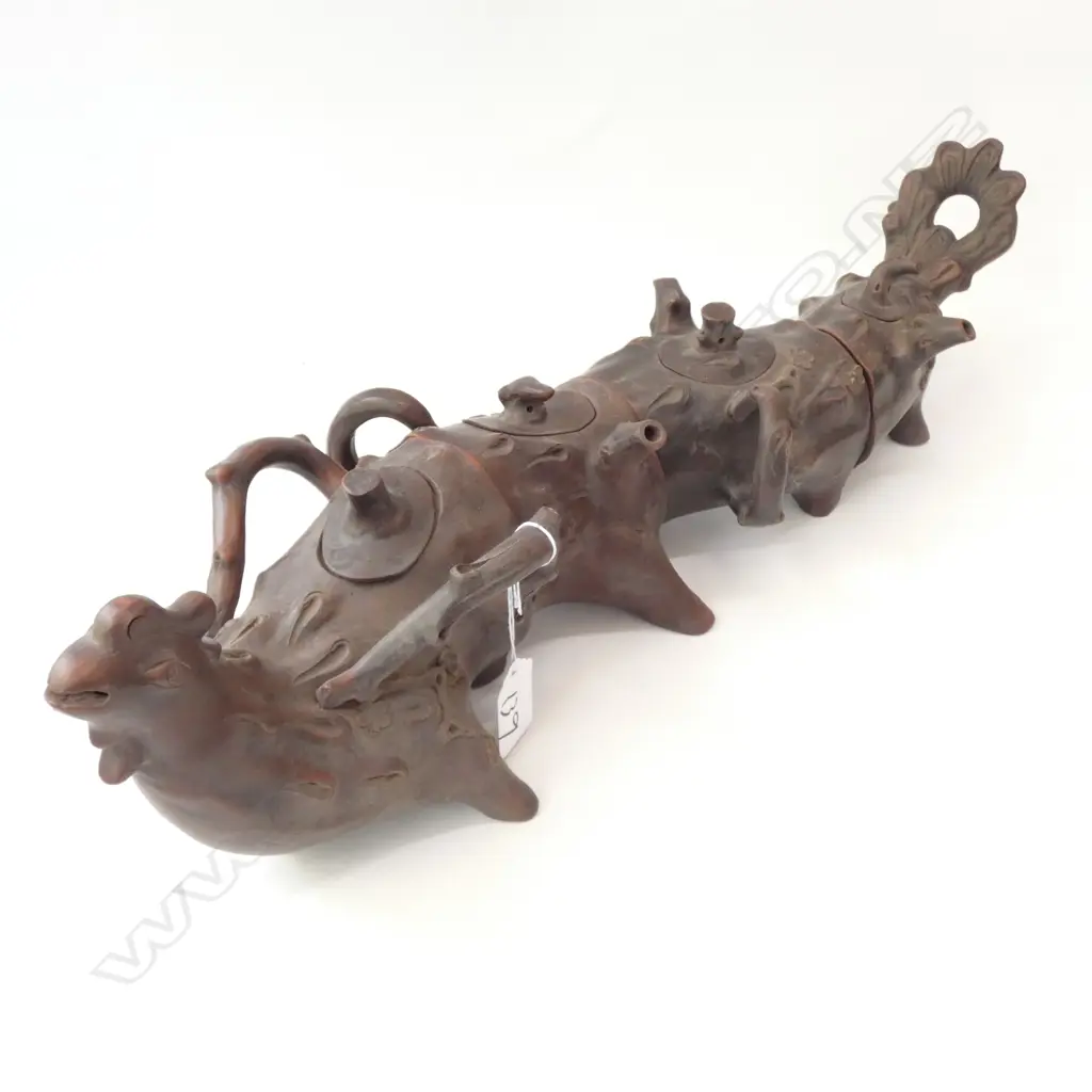 4 PCE CHINESE YIXING WARE TEAPOT MYSTICAL PHOENIX FORM 500MM L Image 1++