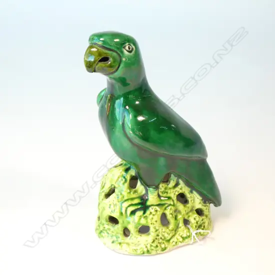 GREEN CHINESE PORCELAIN PARROT
