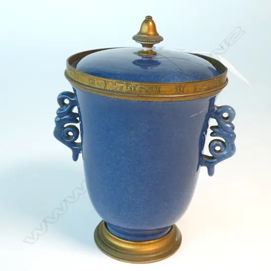 CHINESE/FRENCH ORMOLU LIDDED POT, LEAF MARK TO THE BASE (ALL FAULTS)