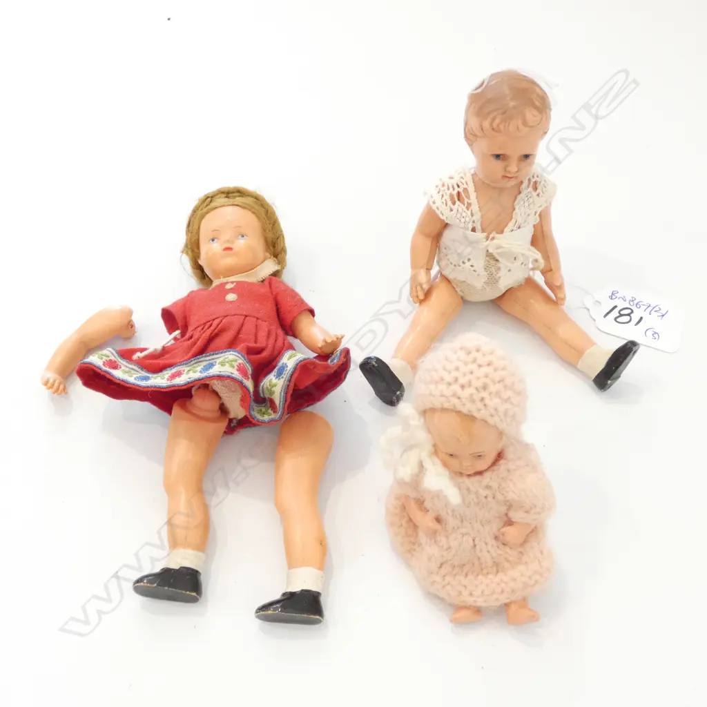 3 SMALL CELLULOID DOLLS  Image 1++