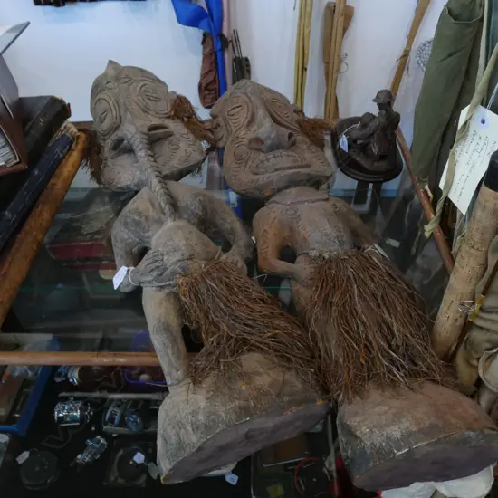 MALE AND FEMALE FIGURES REPRESENTING TRIBAL ANCESTORS, UPPER SEPIK RIVER, PNG 890MM H