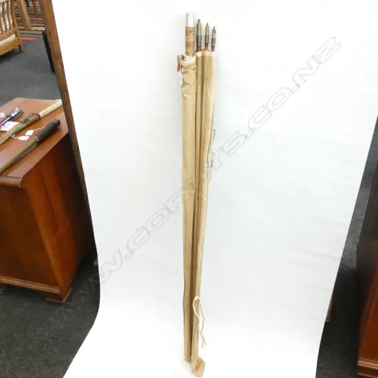 FOSTER BROS. ASHBOURNE 3 PCE SPLIT CANE SALMON ROD + SPARE TOP IN ORIG. CASE