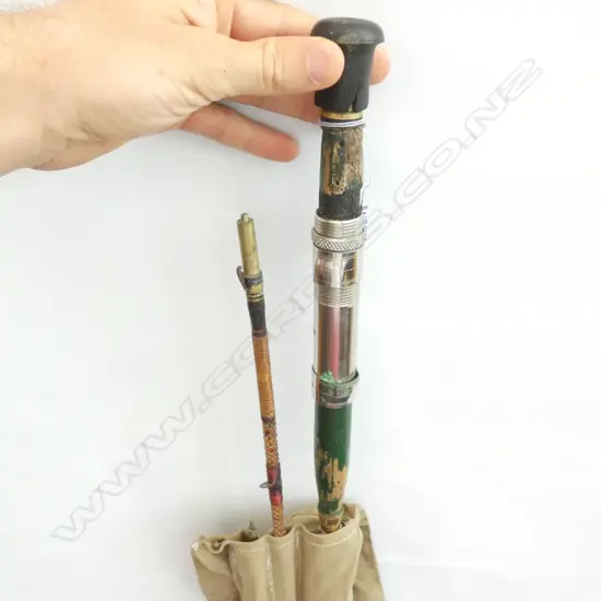 3 PCE FOSTER ASHBOURNE MADE FOR TISDALE WIRE WRAPPED SPLIT CANE C. 1920