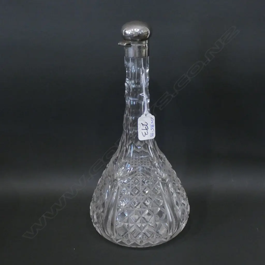 SILVER TOPPED CUT CRYSTAL DECANTER... Image 1++