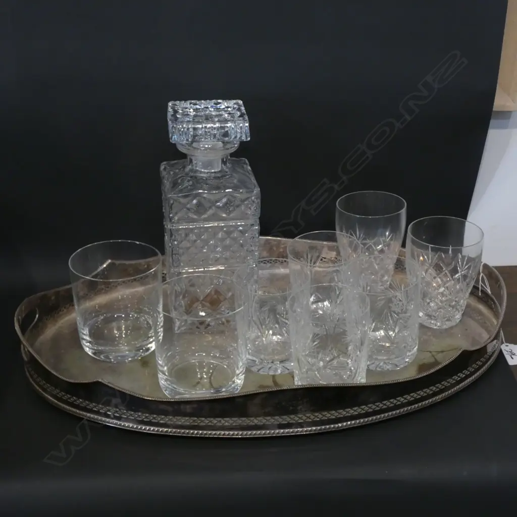 EP TRAY, DECANTER AND WHISKEY GLASSES Image 1++