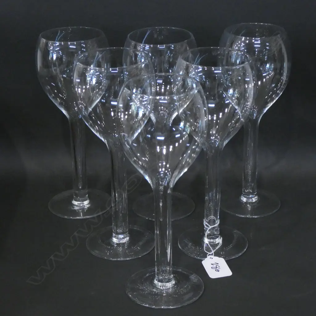6 HOLLOW STEM WINE GLASSES  Image 1++
